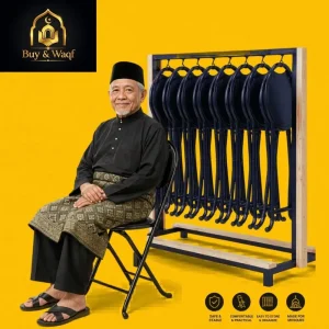 Mosque Foldable Chair & Wooden Rack Waqf Package - Advanced Set
